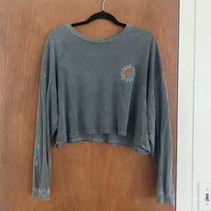 Gray Cropped Long Sleeve Women's Top